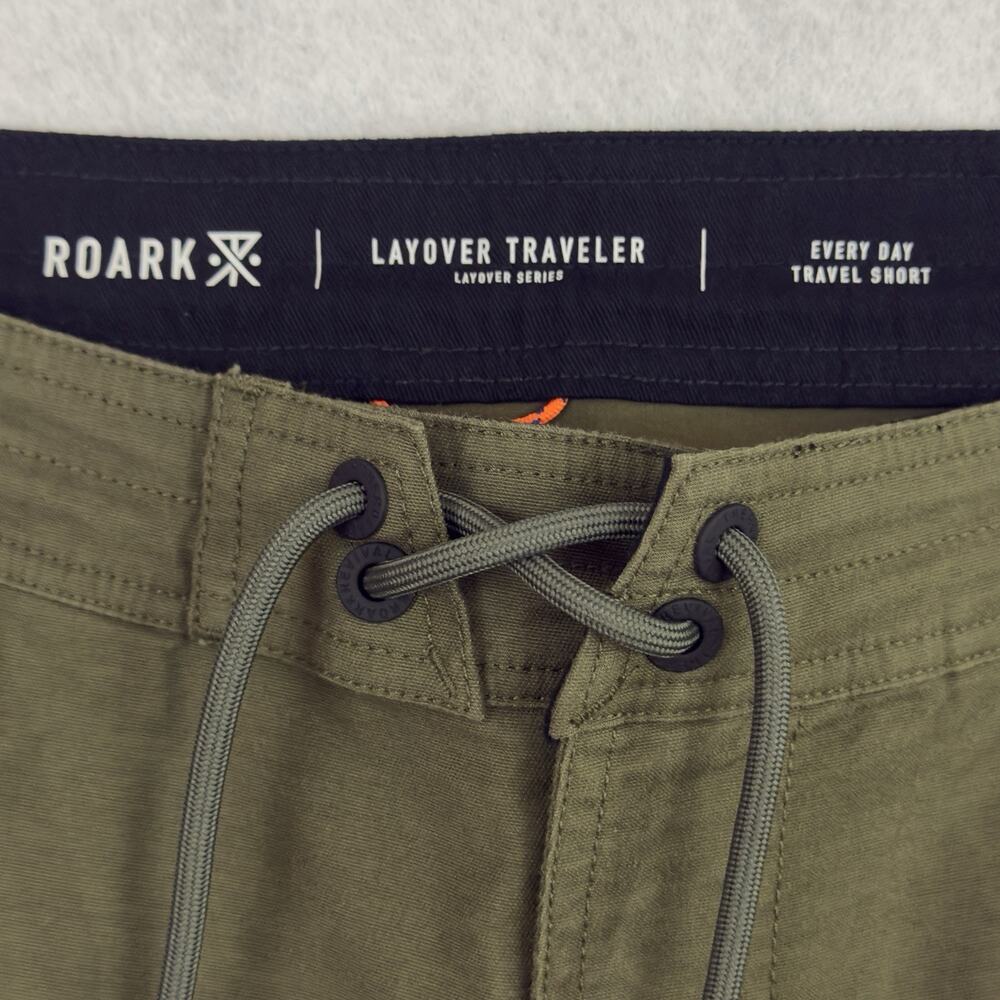 Huckberry Roark Layover Travel Shorts Mens 36 Green Everyday Stretch Hiking - Picture 6 of 14